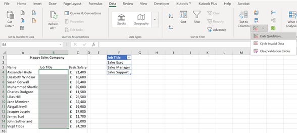 Make a Dynamic Data Validation Drop-Down List | Happy Ltd